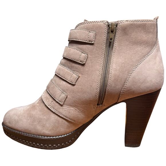 SOFFT Antica Women's 8.5 Leather Stone Taupe Buckle Strap Heeled Ankle Boots - Picture 9 of 15